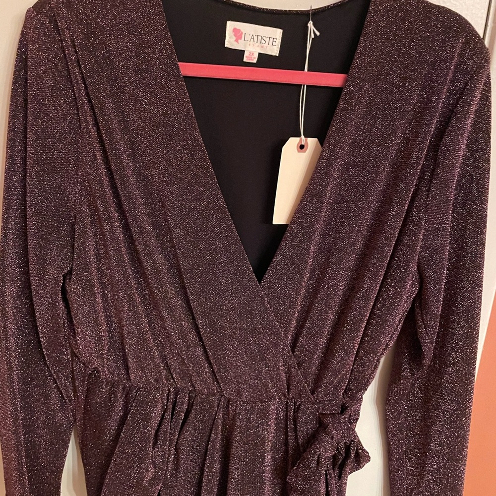 Burgundy glitter pantsuit 2xl; nwt